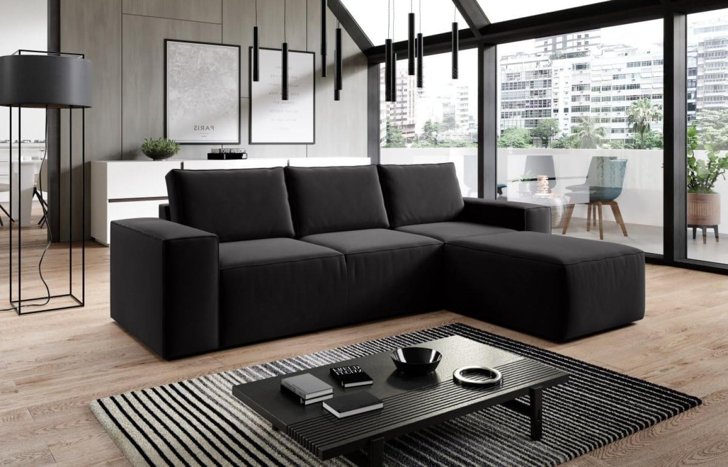 Designer Sofa Solaris mit Schlaffunktion und Stauraum Schwarz Rechts Bild 1