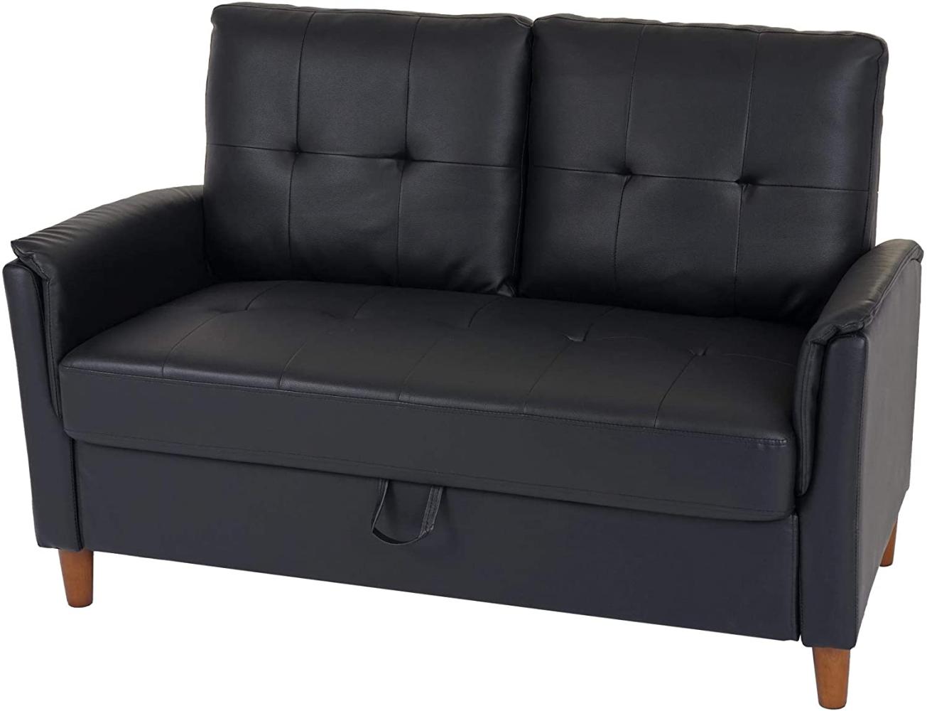 2er Sofa HWC-H23, Loungesofa Doppelsitzer Zweisitzer, Stecksystem Staufach ~ Kunstleder, schwarz Bild 1