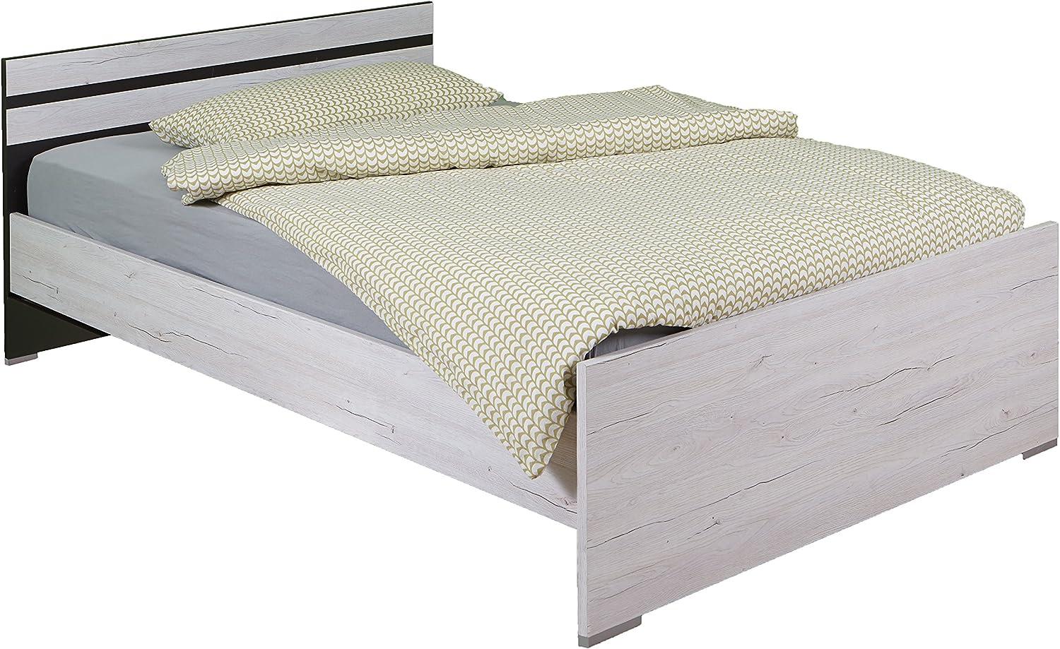 Wimex Bett/ Doppelbett Cariba, Liegefläche 120 x 200 cm, Weißeiche/ Absetzung Lavafarbig Bild 1