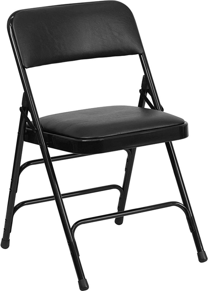 Flash Furniture Klappstuhl HERCULES aus Metall – Gepolsterter Stuhl für Gäste oder Veranstaltungen – Stabiler Küchenstuhl auch für draußen geeignet – 4er-Set – Schwarz Bild 1