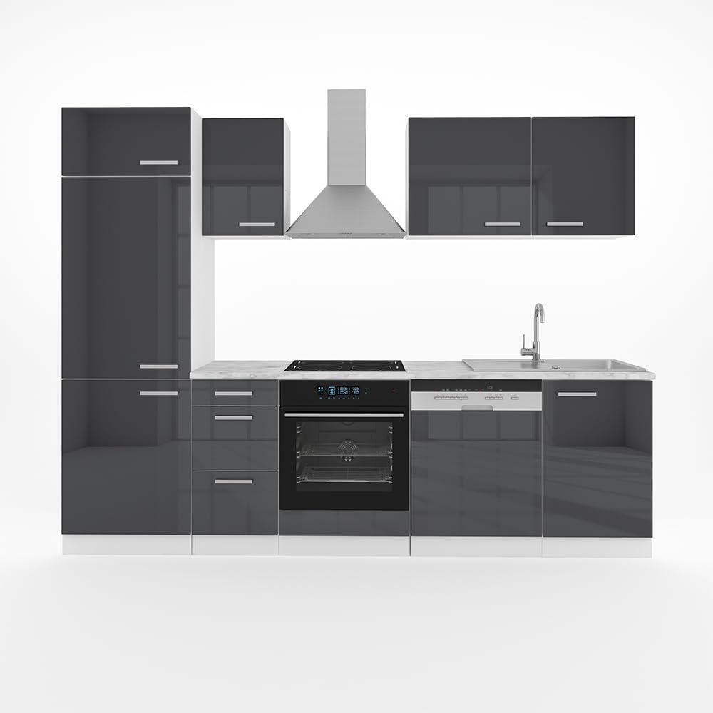 Vicco Küche Optima 270 cm Küchenzeile Küchenblock Einbauküche Komplettküche – Frei Kombinierbar Bild 1
