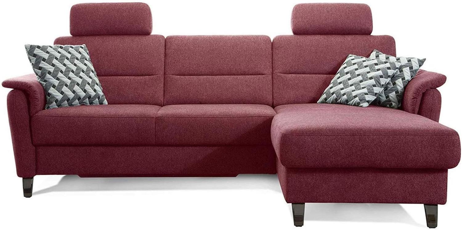 Cavadore Schlafsofa Palera mit Federkern / L-Form Sofa mit Bettfunktion / 244 x 89 x 164 / Stoff Rot Bild 1