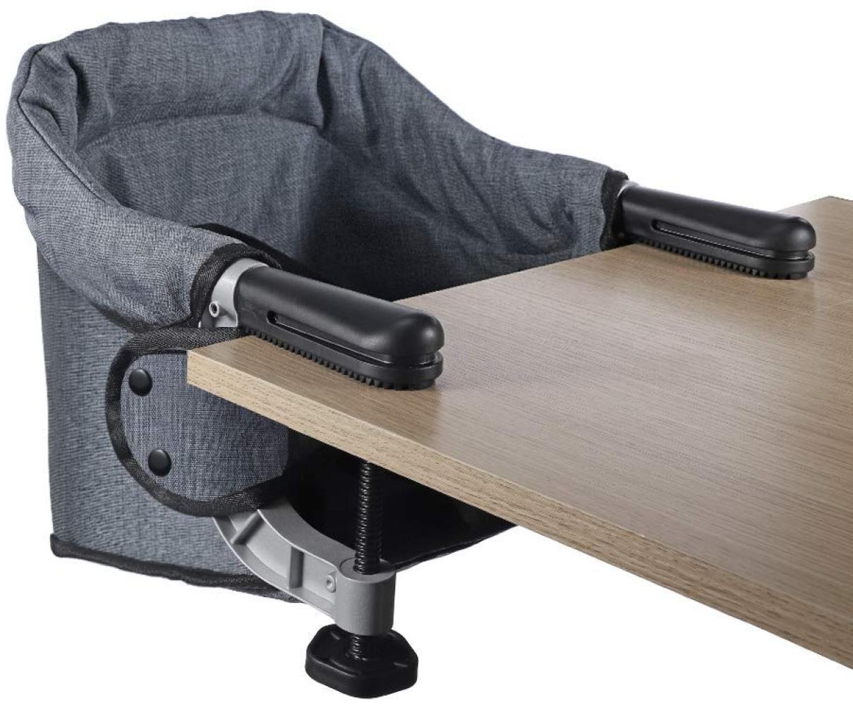 Tischsitz Faltbar Baby Hochstuhl Sitzerhöhung Portable Stabile Struktur Stuhlsitz mit Transportbeutel, Ideal für zu Hause und Unterwegs(Grau) Bild 1