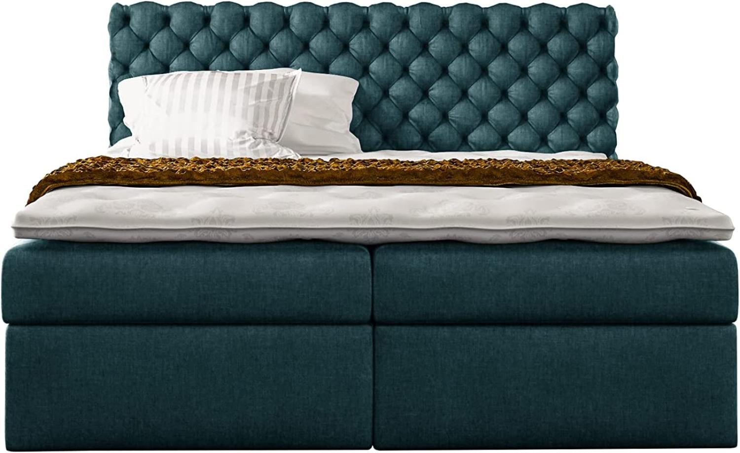 Stylefy 'Alviero' Boxspringbett, Strukturstoff Inari Türkis 160 x 200 cm Bild 1