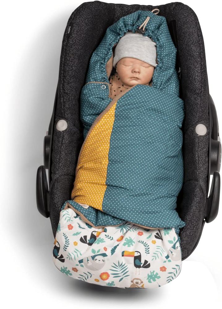 ULLENBOOM ® Einschlagdecke Babyschale Dschungel (Made in EU) - Babydecke für Autositz (z. B. Maxi Cosi ®), Babywanne oder Kinderwagen, ideale Decke für Babys (0 bis 9 Monate) Bild 1
