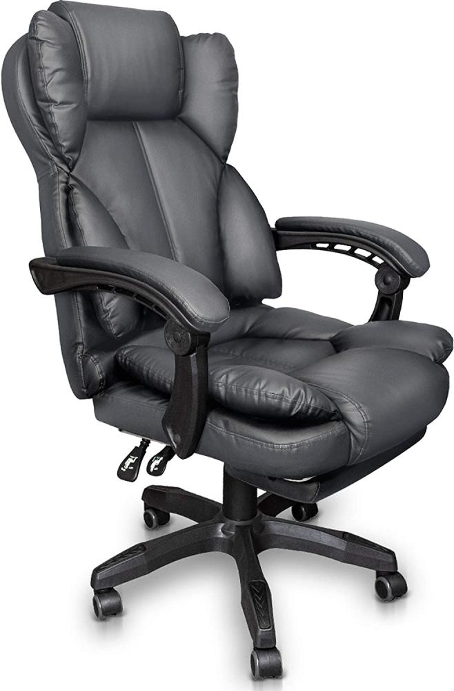 Trisens Schreibtischstuhl Bürostuhl Gamingstuhl Racing Chair Chefsessel mit Fußstütze, Farbe:Dunkelgrau Bild 1
