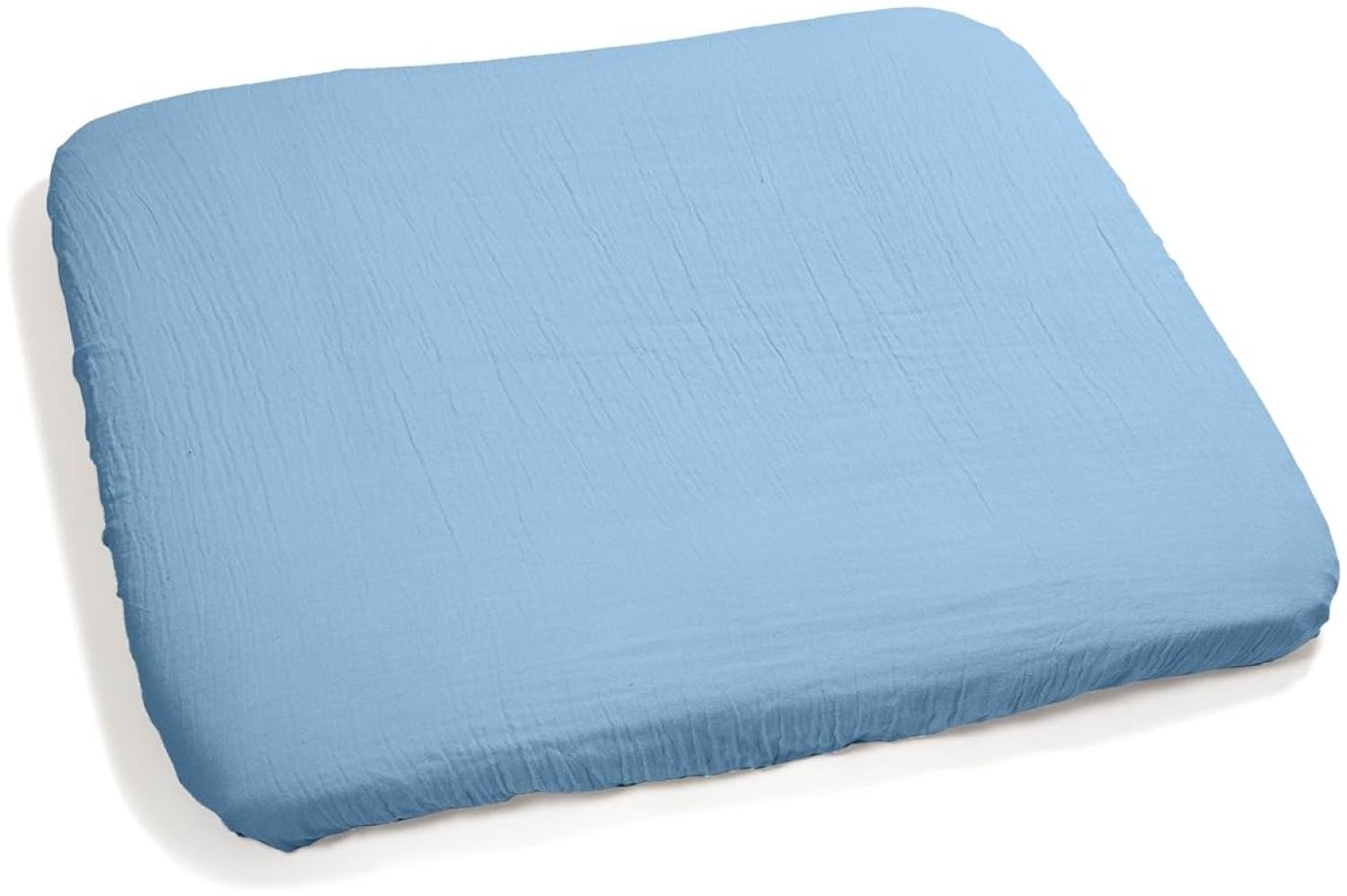 pic Bear Wickelauflagen Bezug 75x85cm - 100% Musselin Baumwolle, Elastischer Gummizug, Sanft & Schützend - Komfort für Babys (airy blue) Bild 1
