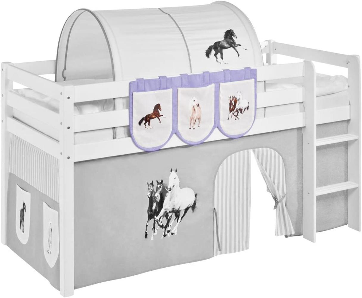 Hängetaschen 'Pferde' Lila Beige - für Hochbett, Spielbett und Etagenbett Bild 1