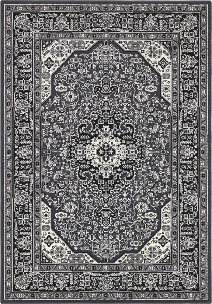 Orientalischer Kurzflor Teppich Skazar Isfahan Dunkelgrau - 80x150x0,9cm Bild 1