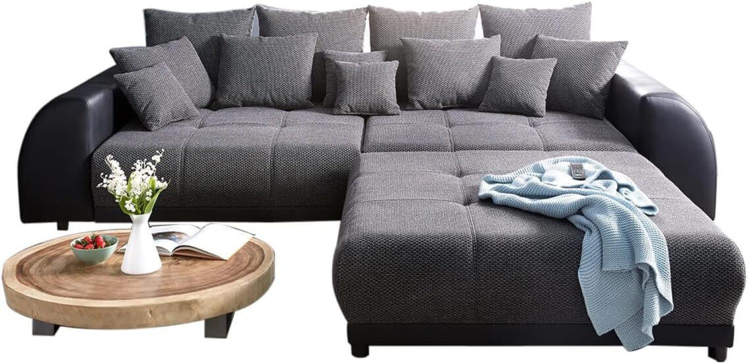 Big-Sofa Violetta 310x135 cm Schwarz mit Hocker und 12 Kissen Bild 1