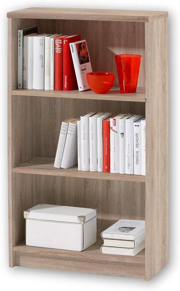 LILLY Regal Sonoma Eiche Optik - Modernes Bücherregal mit 3 offenen Fächern - Vielseitiges Büro Aktenregal Standregal mit viel Stauraum - 60 x 106 x 28 cm (B/H/T) Bild 1