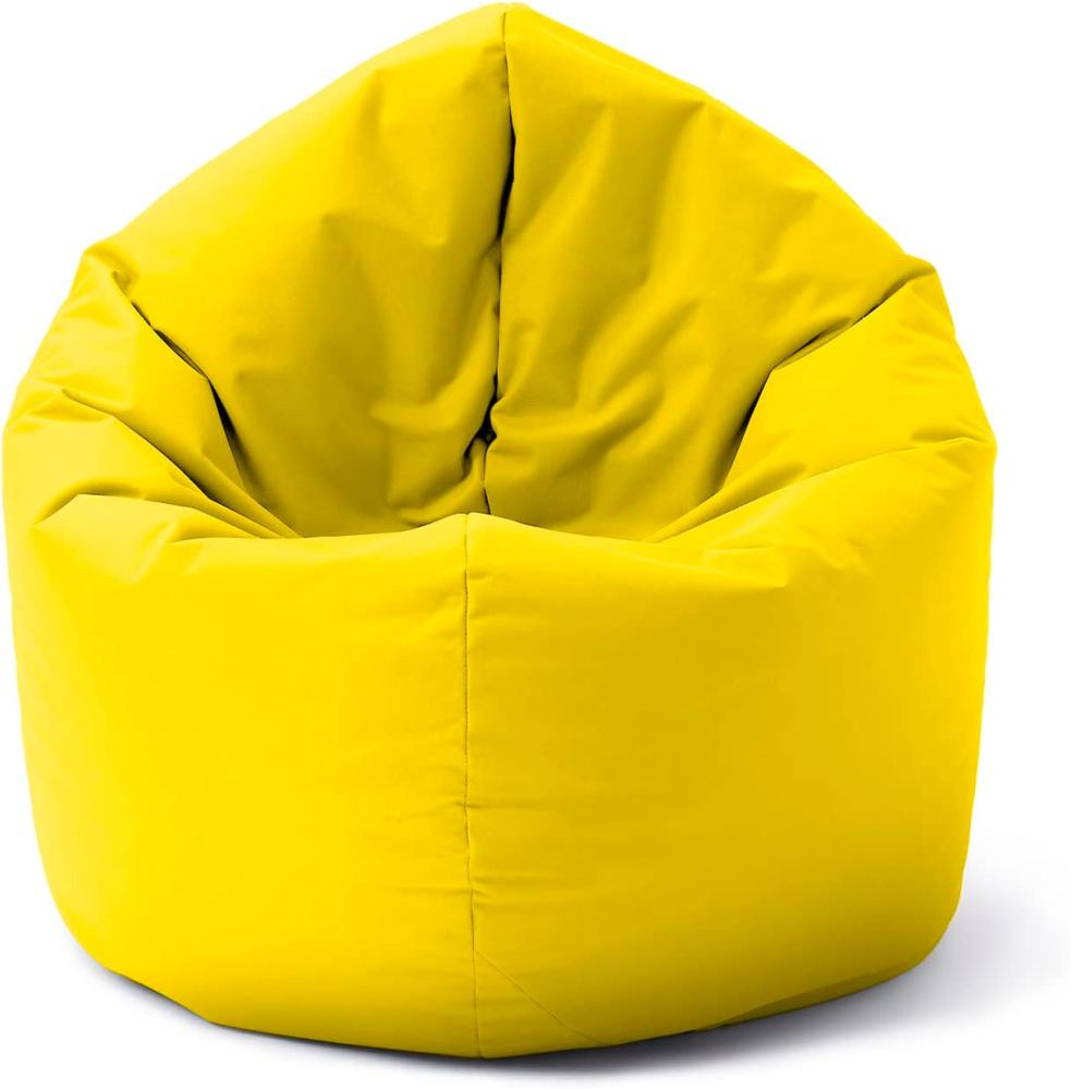 Lumaland Indoor/Outdoor-Sitzsack, Runder 2-in-1-Sitzsack für draußen und drinnen, 300l Füllung, 120 x 80 x 75 cm, wasserabweisend und robust, Gelb Bild 1