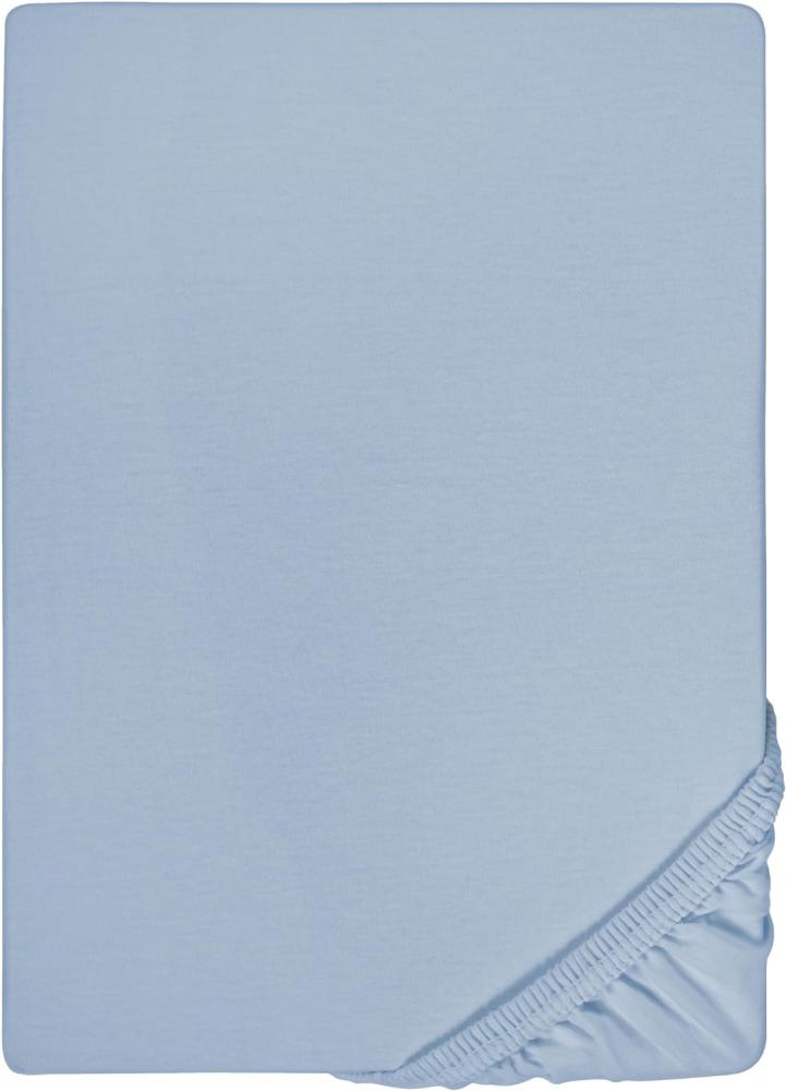 Biberna Feinjersey Spannbettlaken Spannbetttuch 90x200 cm - 100x200 cm Eisblau Bild 1