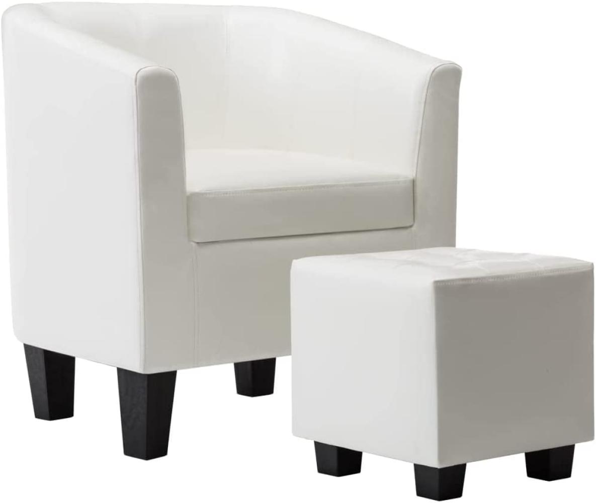vidaXL Sessel mit Fußhocker Weiß Kunstleder [248060] Bild 1