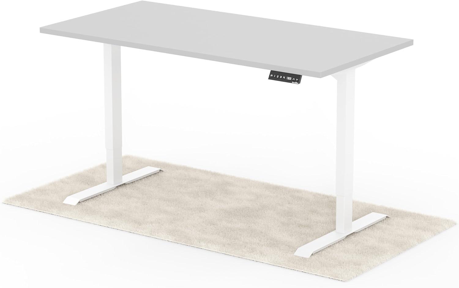 elektrisch höhenverstellbarer Schreibtisch DESK 160 x 80 cm - Gestell Weiss, Platte Grau Bild 1