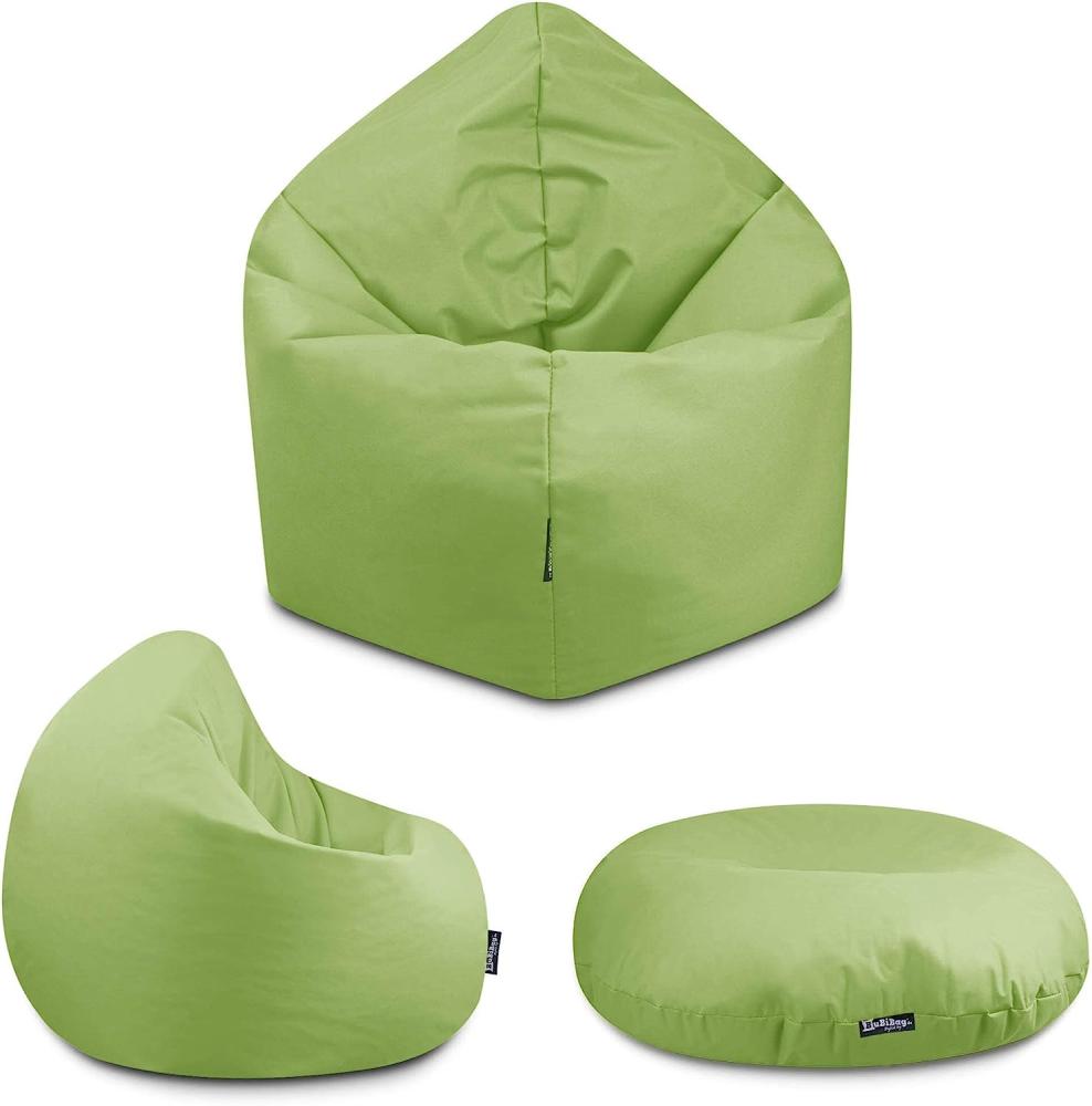 BuBiBag - 2in1 Sitzsack Bodenkissen - Outdoor Sitzsäcke Indoor Beanbag in 32 Farben und 3 Größen - Sitzkissen für Kinder und Erwachsene (125 cm Durchmesser, Lime) Bild 1