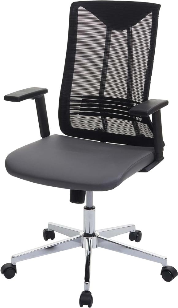 Bürostuhl HWC-J53, Drehstuhl Schreibtischstuhl, ergonomisch Kunstleder ~ grau Bild 1