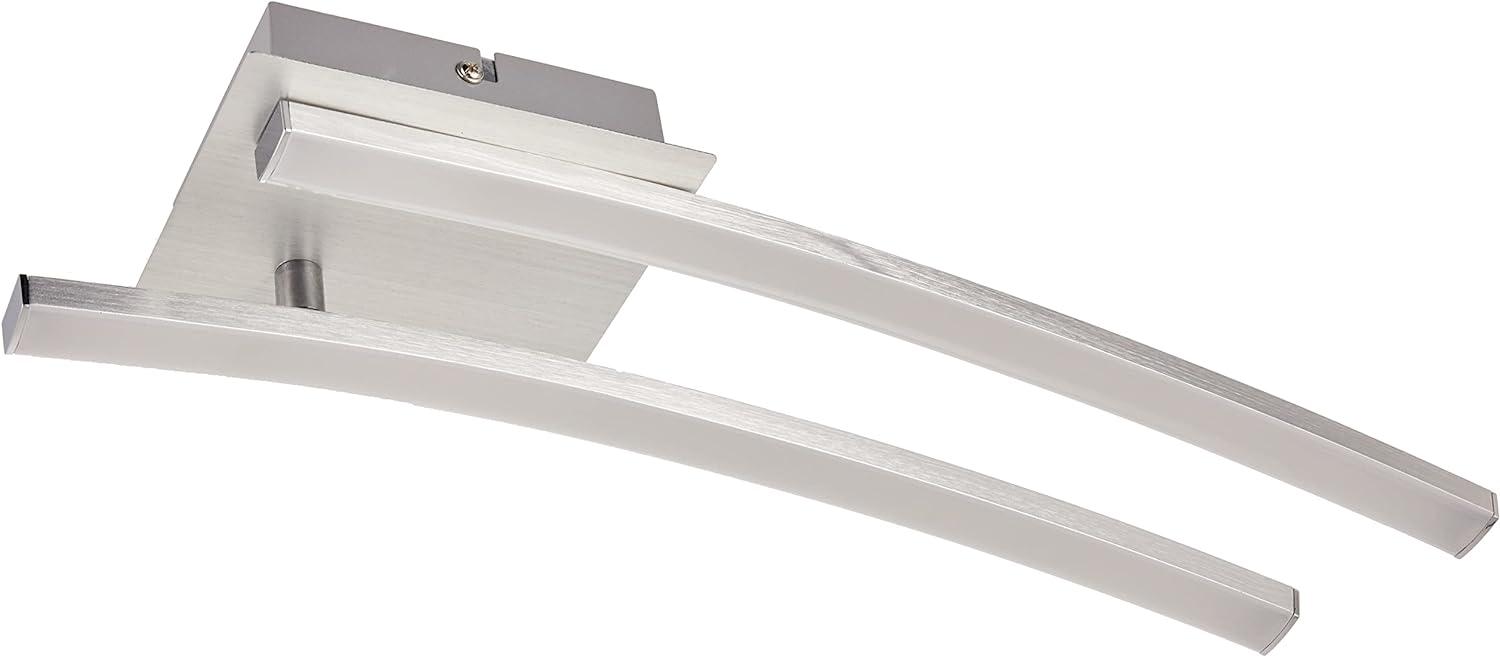 Briloner Leuchten – LED Deckenleuchte, geschwungene Deckenlampe, 2-flammig, 2 x 6W, warm weißes Licht, 55. 4 cm, aluminiumfarbig Bild 1