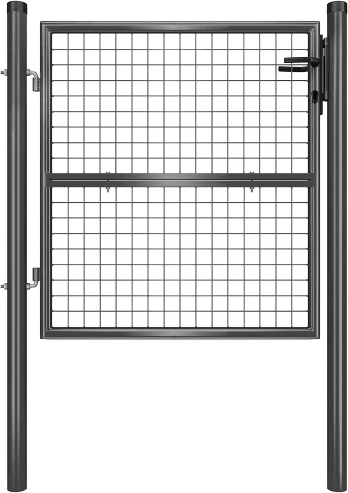 SONGMICS Gartentor, Gartentür, verzinkter Stahl, abschließbar, Tür 106 x 100 cm (B x H), rundes Rohr, grau Bild 1