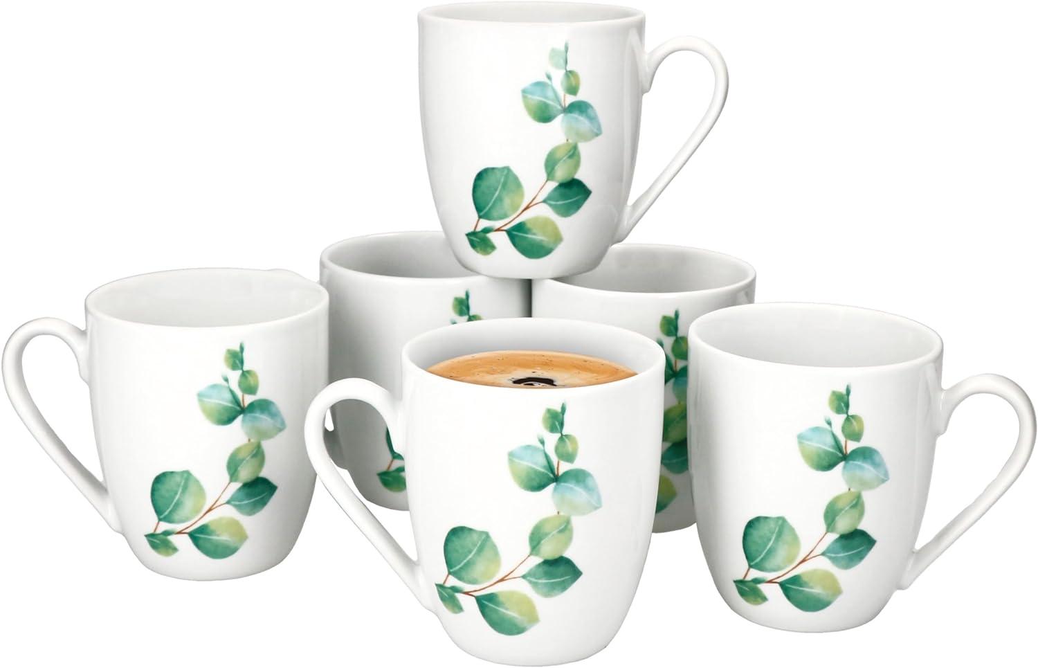 6x Eukalyptus Kaffeebecher 340ml H10,5cm Porzellan-Tassen 6 Personen Bild 1