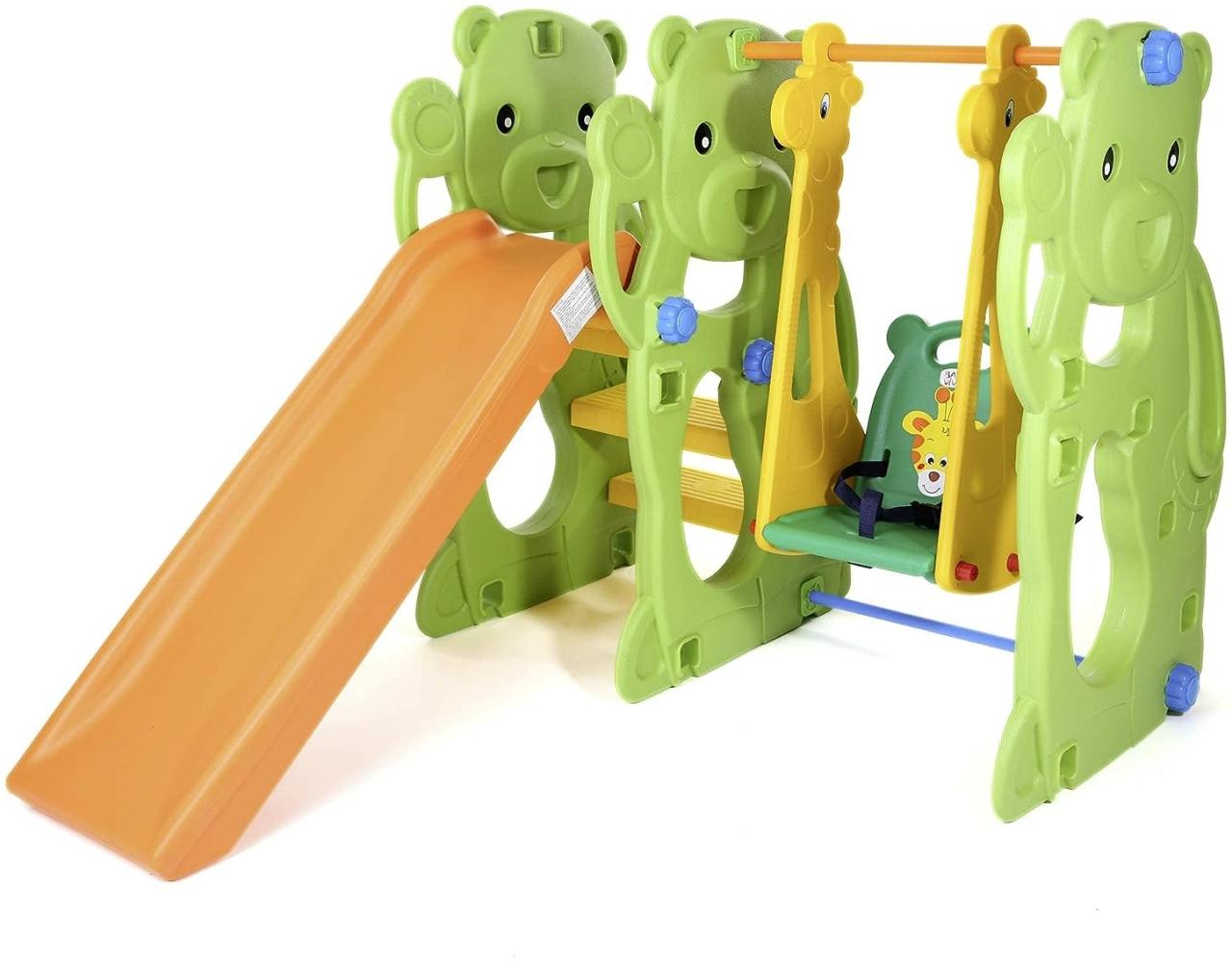 Baby Vivo 'Spielplatzschaukel / Spielgerüst mit Rutsche-Jungle', ca. 145 x 128 x 108 cm (LxBxH), ab einem Jahr, bis 15/30 kg belastbar, gelb/orange/grün Bild 1