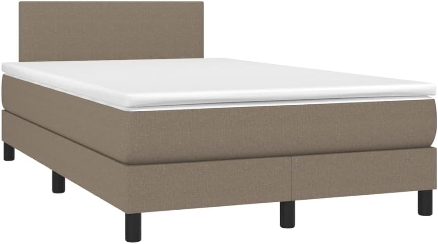 vidaXL Boxspringbett mit Matratze Taupe 120x200 cm Stoff, Härtegrad: H2 [3139885] Bild 1