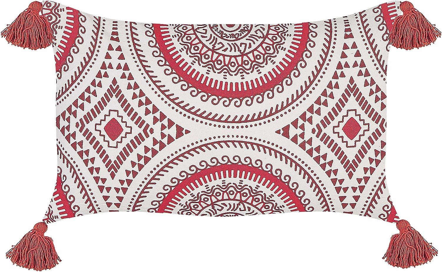 Dekokissen orientalisches Muster Baumwolle rot weiß 30 x 50 cm ANTHEMIS Bild 1