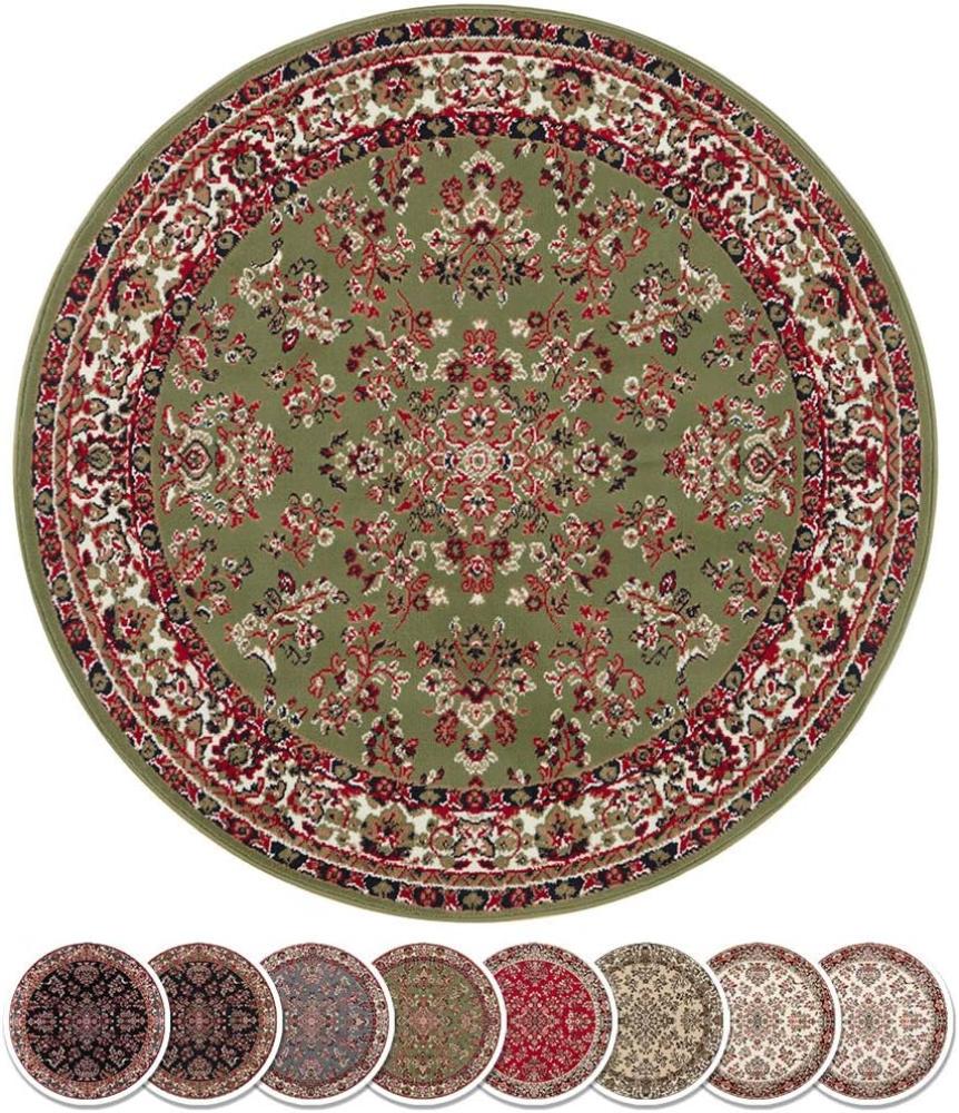 Kurzflor Orient Teppich Zabul - grün - 140 cm Durchmesser Bild 1