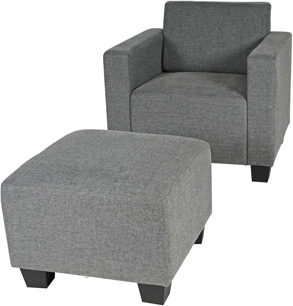 Modular Sessel Loungesessel mit Ottomane Lyon, Stoff/Textil ~ grau Bild 1