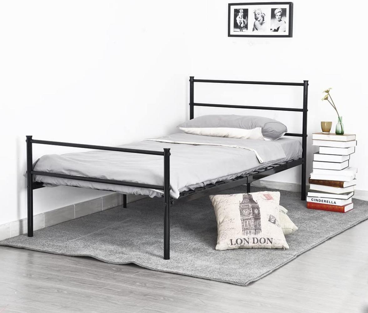 DORAFAIR Einzelbett Metallbett Metall Bett mit Lattenrost chwarz 90 x 190cm Bild 1