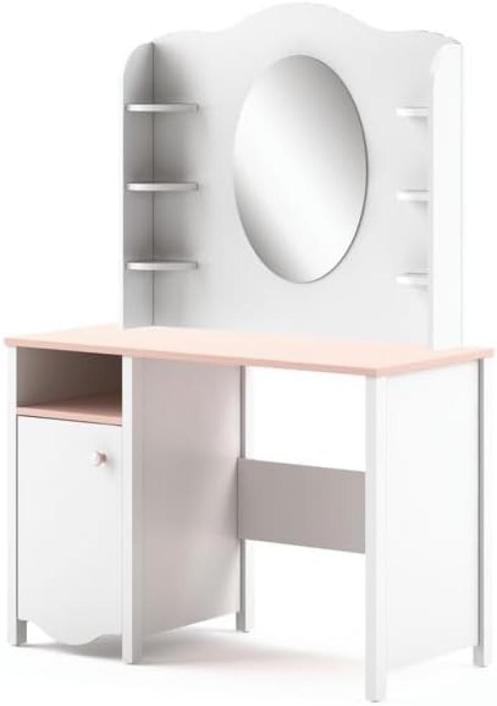Schminktisch "Mia" Frisiertisch 110x51cm weiß rosa mit Spiegel Bild 1