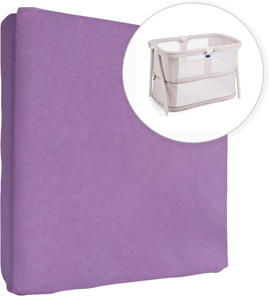 Jersey 100% Baumwolle Spannbettlaken für 95x65 cm Baby Reise Kinderbett Matratze (Violett) Bild 1