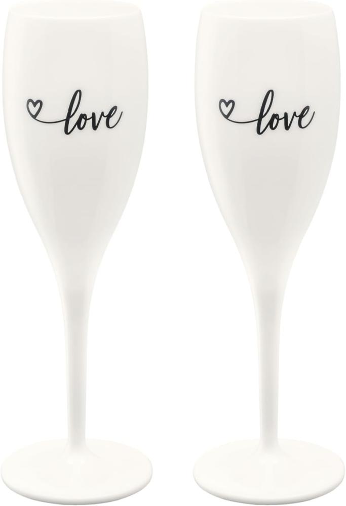 Koziol Superglas mit Druck Cheers No. 1 XMAS 2020, Sektglas, Champagnerglas, Trinkglas, Glas, Cotton White, 100 ml, 2er-Set, 3915525 Bild 1