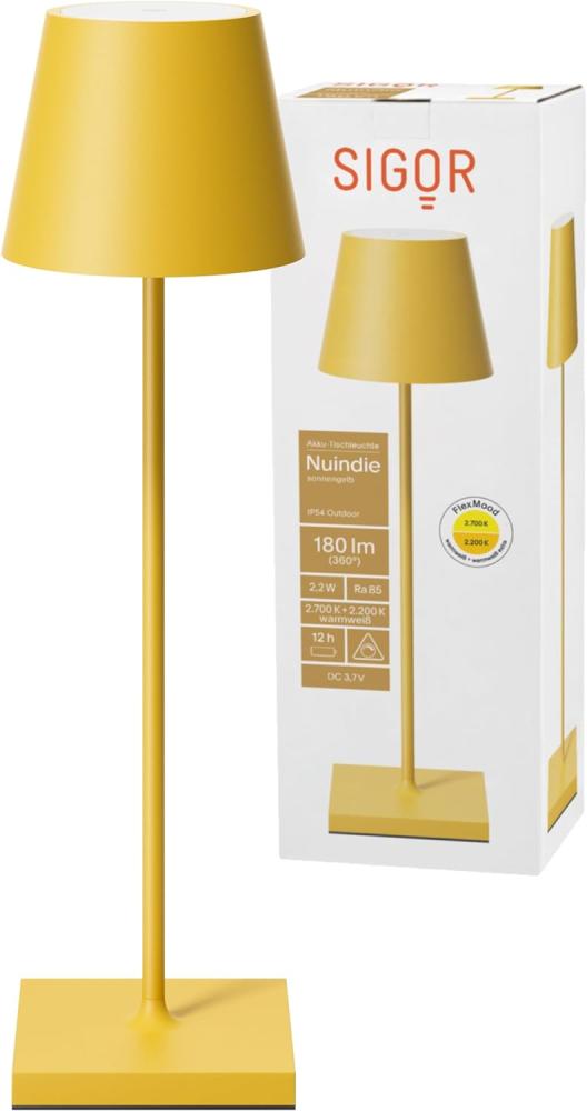 LED Tischleuchte gelb, Touchdimmer, Akku, H 38 cm Bild 1