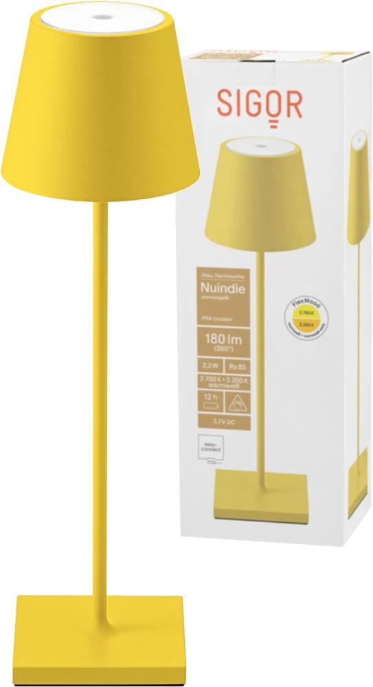 LED Tischleuchte gelb, Touchdimmer, Akku, H 38 cm Bild 1