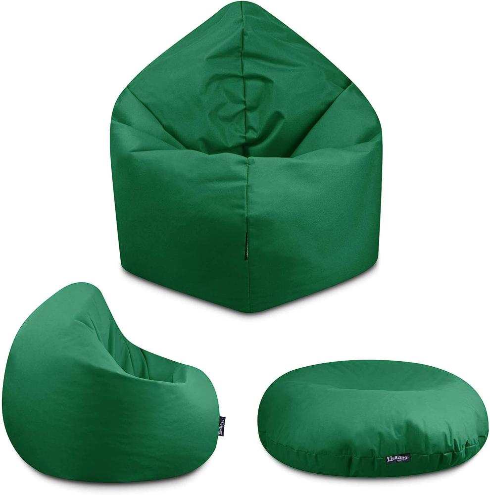 BuBiBag - 2in1 Sitzsack Bodenkissen - Outdoor Sitzsäcke Indoor Beanbag in 32 Farben und 3 Größen - Sitzkissen für Kinder und Erwachsene (145 cm Durchmesser, Dunkelgrün) Bild 1
