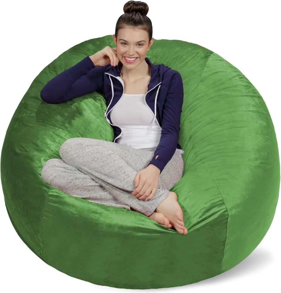 Sofa Sack XXL-Das Neue Komforterlebnis Sitzsack mit Memory Schaumstoff Füllung-Perfekt zum Relaxen im Wohnzimmer oder Schlafzimmer -Samtig weicher Velour Bezug in Limonengrün Bild 1