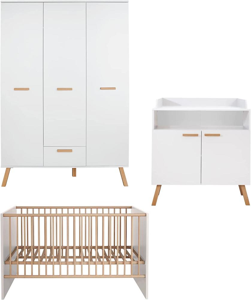 Trendteam 'Mats' 3-tlg. Babyzimmer-Set, weiß, aus Bett 70x140, 3-trg. Kleiderschrank und Wickelkommode Bild 1