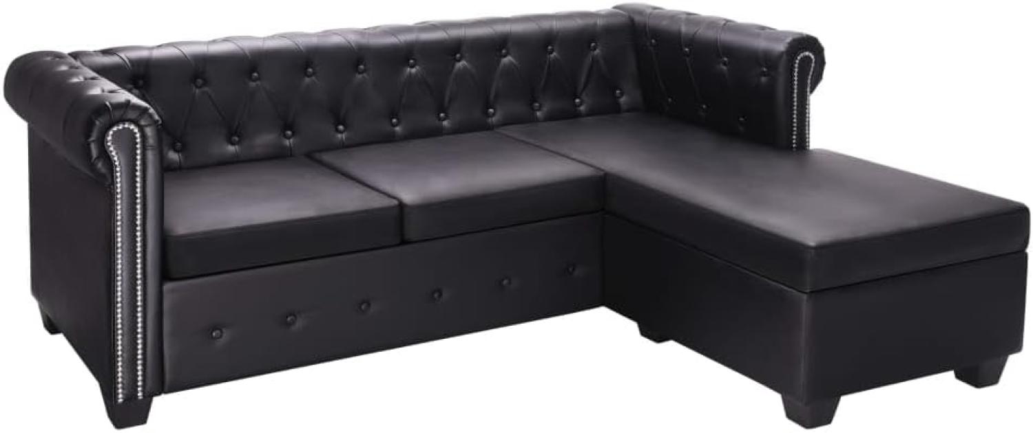 vidaXL Chesterfield-Sofa in L-Form Kunstleder Schwarz Bild 1