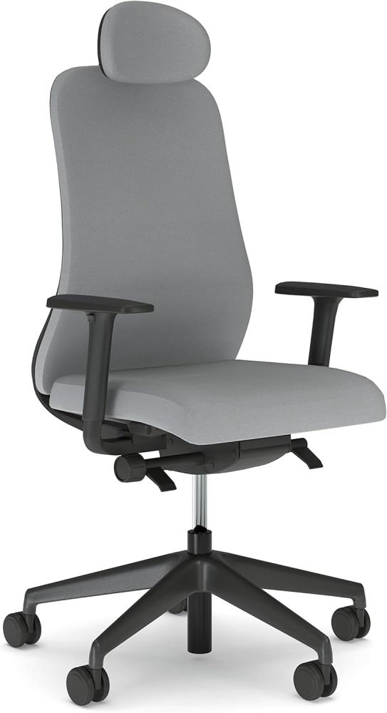 Nowy Styl Souly Bürostuhl, Synchronmechanik mit Sitztiefenverstellung, Taschenfederkernsitz, 2D Armlehnen, 3D Kopfstütze, ergonomisch, Kunststoff, grau Bild 1