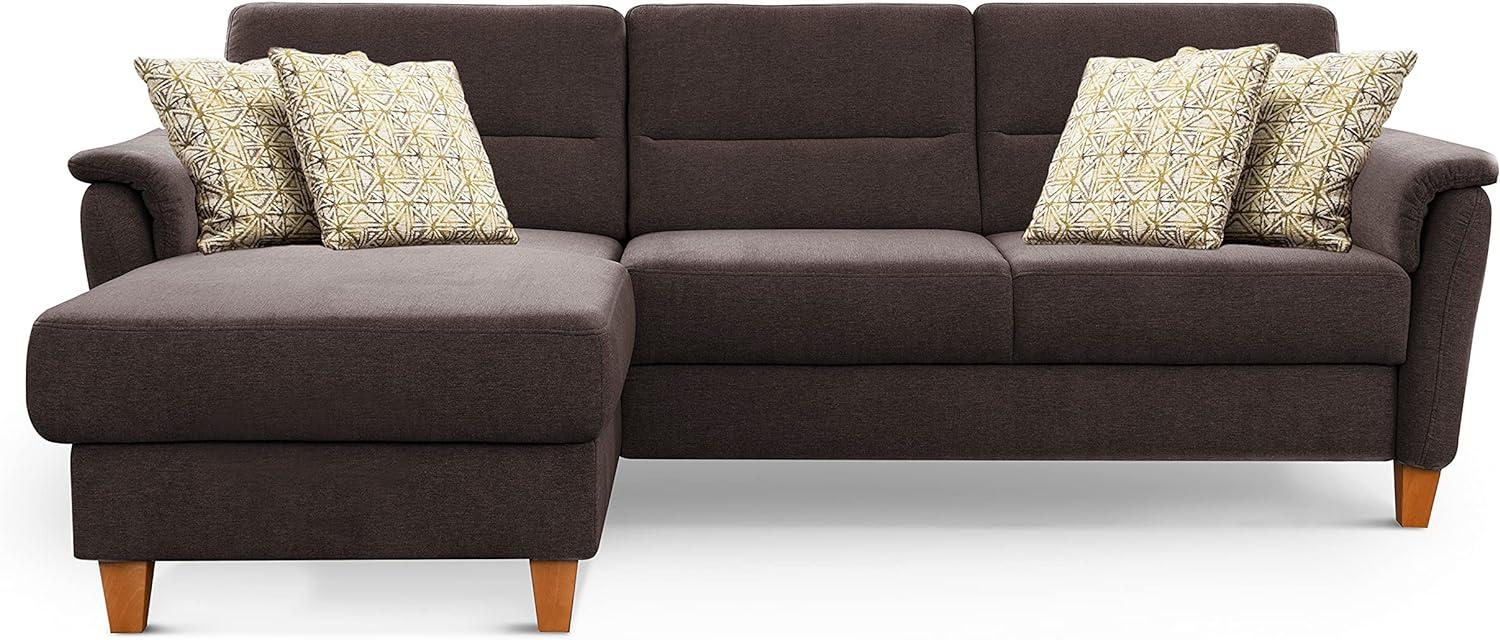 CAVADORE Ecksofa Palera / L-Form-Sofa im Landhausstil mit Federkern / 244 x 89 x 163 / Chenille-Bezug, Braun Bild 1
