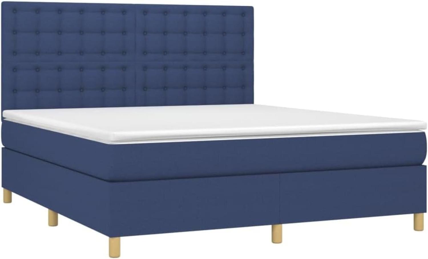 Boxspringbett mit Matratze Blau 180x200 cm Stoff (Farbe: Blau) Bild 1