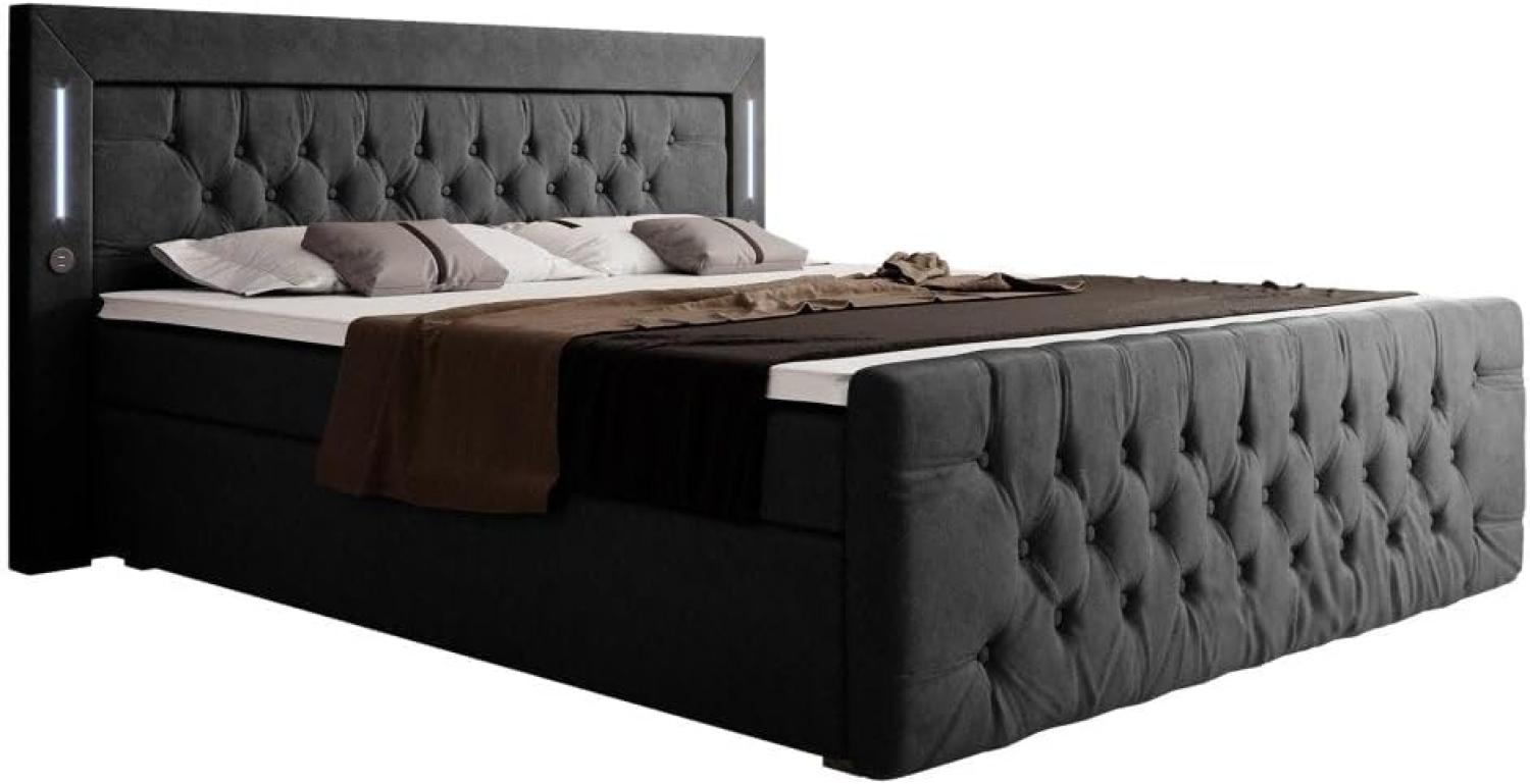 Boxspringbett Elegance mit LED, USB und Stauraum 140x200 Schwarz H2 Bild 1