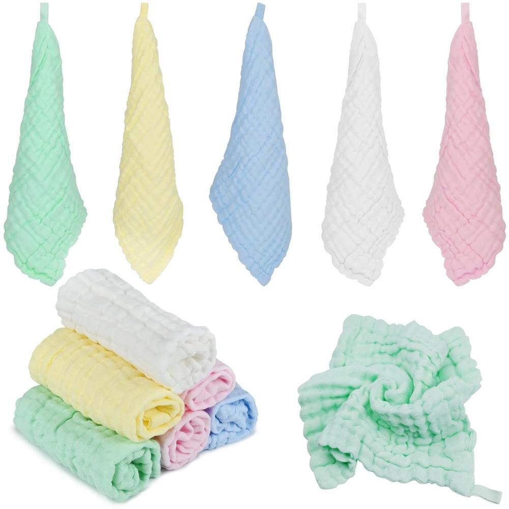 12 Stück Baby Musselin Waschlappen(30 x 30cm), Baby Gesicht Handtuch, Weiche Baby Handtücher, Waschlappen Baby Baumwolle Handtuch für Neugeborene Baby Bild 1