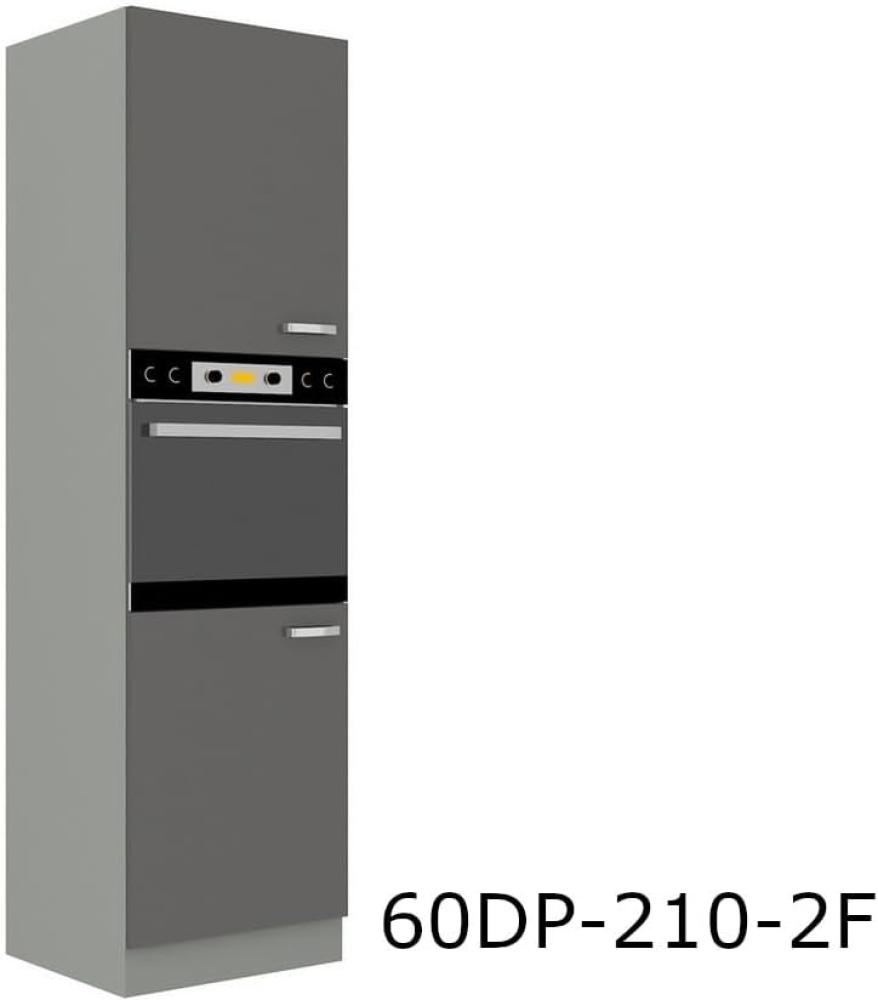 Hoher Einbauschrank für Küche GRISS 60 DP-210 2F, 60x210x57, grau/grau Glanz Bild 1