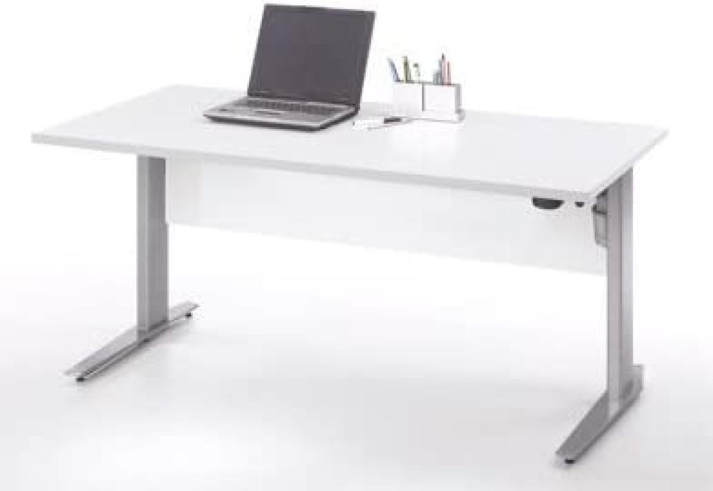 'Prima' Schreibtisch höhenverstellbar, weiß/grau, 150 x 80 x 66,5 - 117,5 cm Bild 1