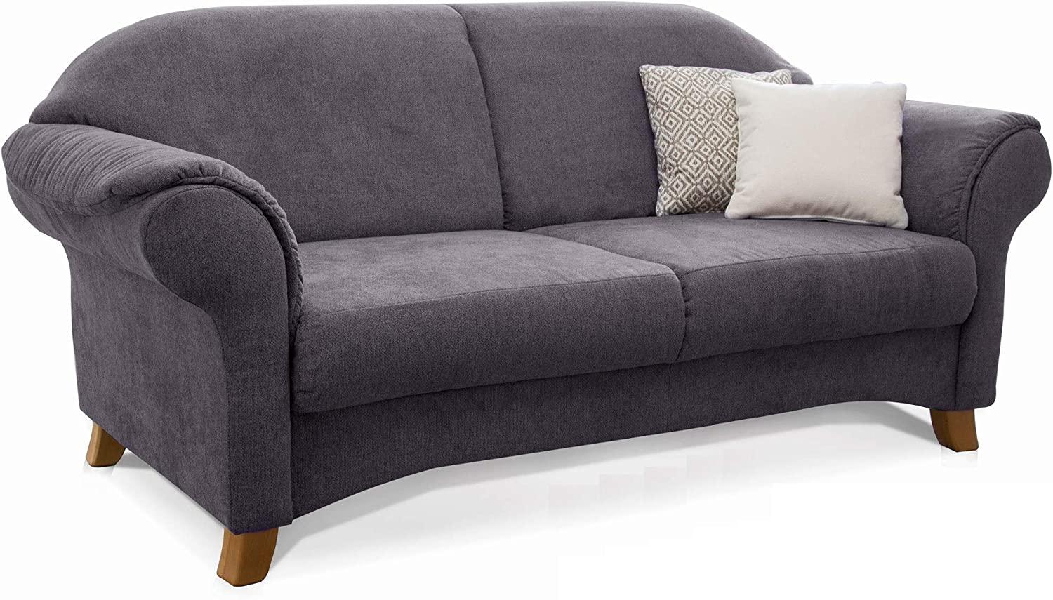 Cavadore 3-Sitzer Sofa Maifayr mit Federkern / Moderne 3-sitzige Couch im Landhausstil mit Holzfüßen / 194 x 90 x 90 / grau Bild 1