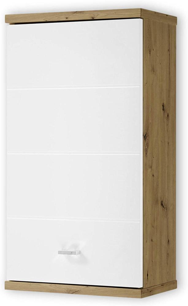 Stella Trading POOL Badezimmer Hängeschrank in Artisan Eiche Optik, Weiß - Moderner Badezimmerschrank Bad Schrank mit viel Stauraum - 38 x 71 x 23 cm (B/H/T) Bild 1