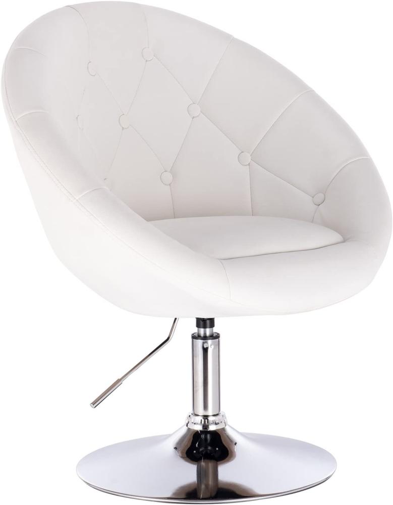 WOLTU® BH77ws 1 x Barsessel Loungesessel mit Armlehne, stufenlose Höhenverstellung, Kunstleder, Weiß Bild 1