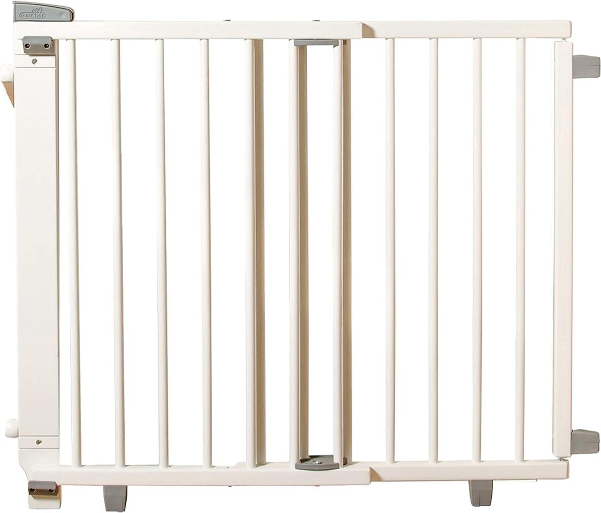 Geuther Treppenschutzgitter, für Türbreiten 67 - 107 cm, zum Schrauben/klemmen, Holz, Weiß, TÜV geprüft Bild 1